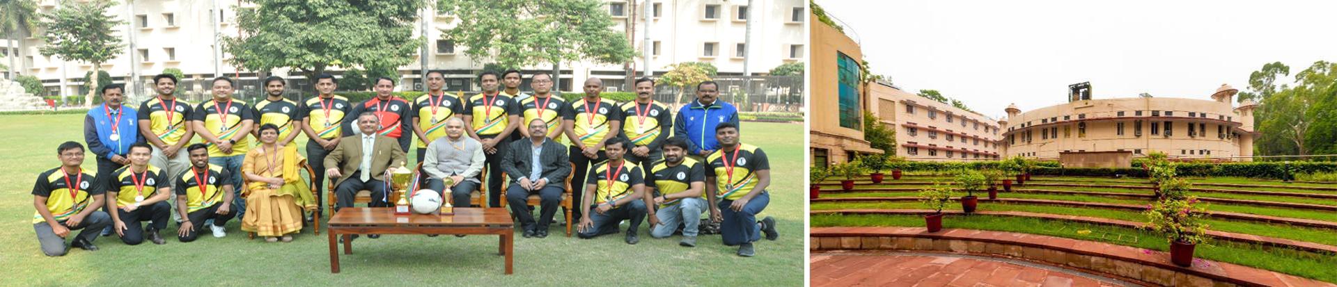 Dr. Manoj Soni, Hon’ble Chairman, UPSC, felicitating the UPSC Football Team who won the Runners-up Trophy and Player of the Series award in the Inter-Ministry Football Tournament 2022-23 (Junior Division) organized by the Central Civil Services Cultural & Sports Board (CCSCSB) from 6th October to 28th October, 2022.